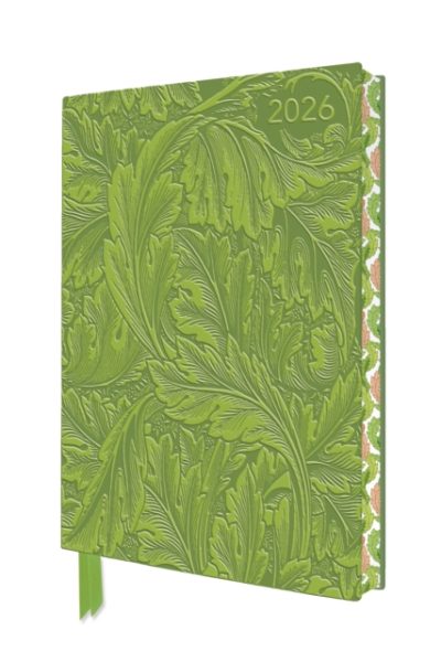 William Morris: Acanthus 2026 Artisan Art Vegan Leather Diary Planner - Page to View with Notes by Flame Tree Studio