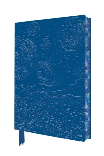 Vincent van Gogh: The Starry Night 2026 Artisan Art Vegan Leather Diary Planner - Page to View with Notes by Flame Tree Studio