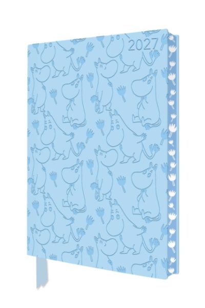 Moomin and Flowers 2027 Artisan Art Vegan Leather Diary Planner - Page to View with Notes by Flame Tree Studio