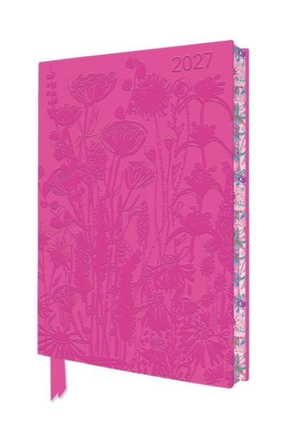 Lucy Innes Williams: Pink Garden House 2027 Artisan Art Vegan Leather Diary Planner - Page to View with Notes by Flame Tree Studio