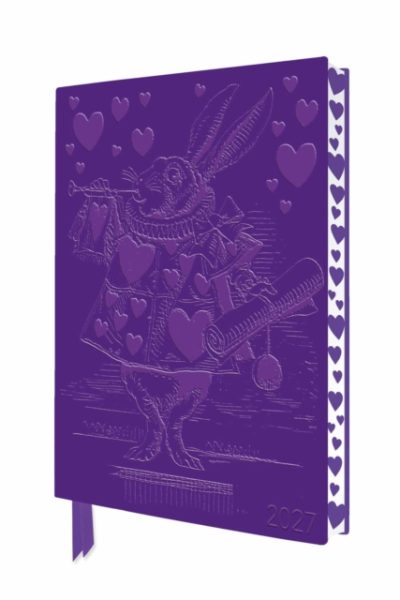 Alice's Adventures in Wonderland: White Rabbit 2027 Artisan Art Vegan Leather Diary Planner - Page to View with Notes by Flame Tree Studio