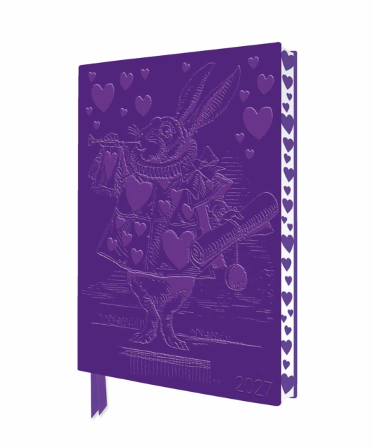 Alice's Adventures in Wonderland: White Rabbit 2027 Artisan Art Vegan Leather Diary Planner - Page to View with Notes by Flame Tree Studio