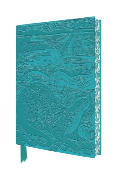 Angela Harding: Shetland Otter & Windsong 2027 Artisan Art Vegan Leather Diary Planner – Page to View with Notes by Flame Tree Studio