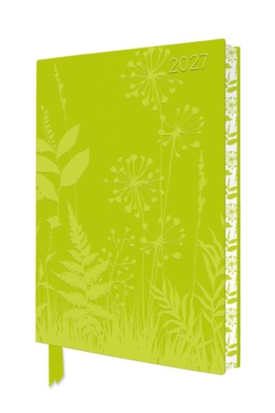 Flower Meadow 2027 Artisan Art Vegan Leather Diary Planner - Page to View with Notes by Flame Tree Studio