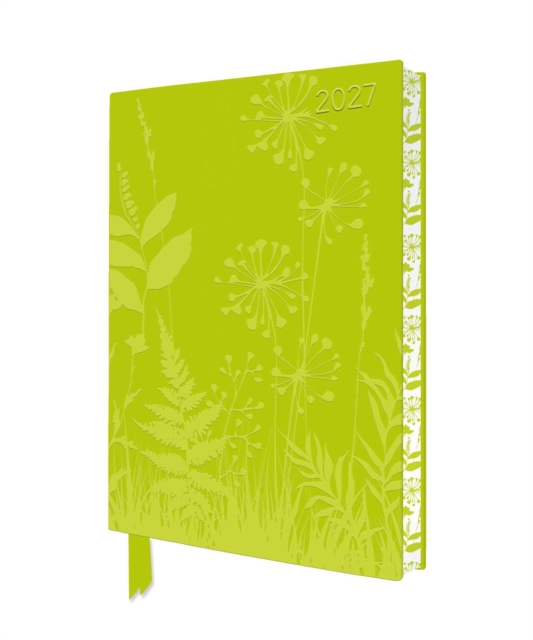 Flower Meadow 2027 Artisan Art Vegan Leather Diary Planner - Page to View with Notes by Flame Tree Studio